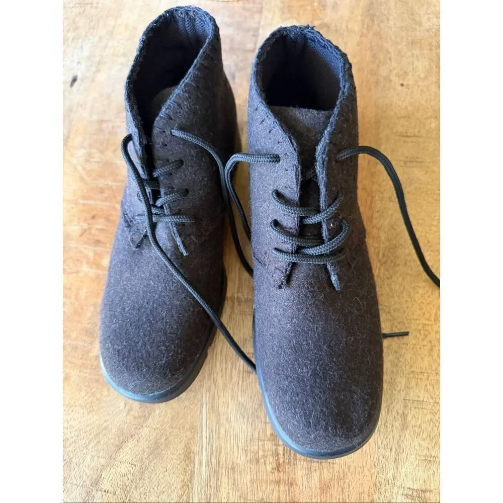 Vintage Talbots Brown Felt Lace-Up Ankle  desert-style chukka  women’s boots